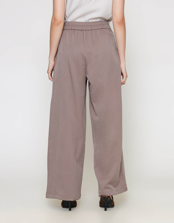 ZES Double Button Wide Leg Celana Panjang Wanita NIFWB012