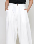 ZES Double Button Wide Leg Celana Panjang Wanita NIFWB012