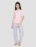 Nevada Rib Top Woven Bottom Stripe Small Piyama Set Wanita