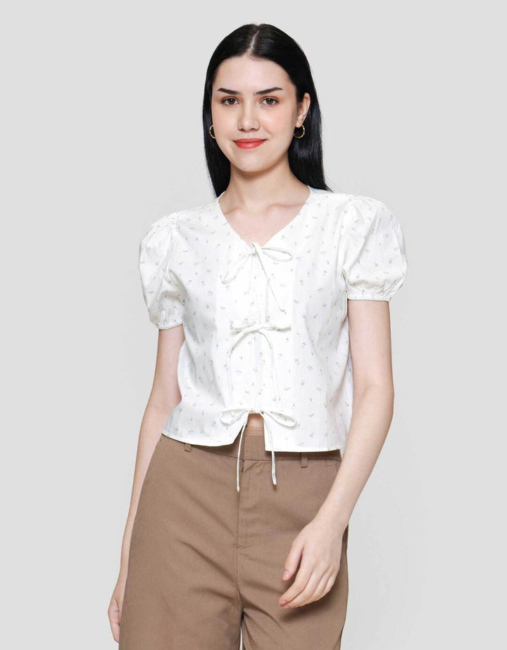 Nevada Front Tie Blouse Print Kemeja Wanita