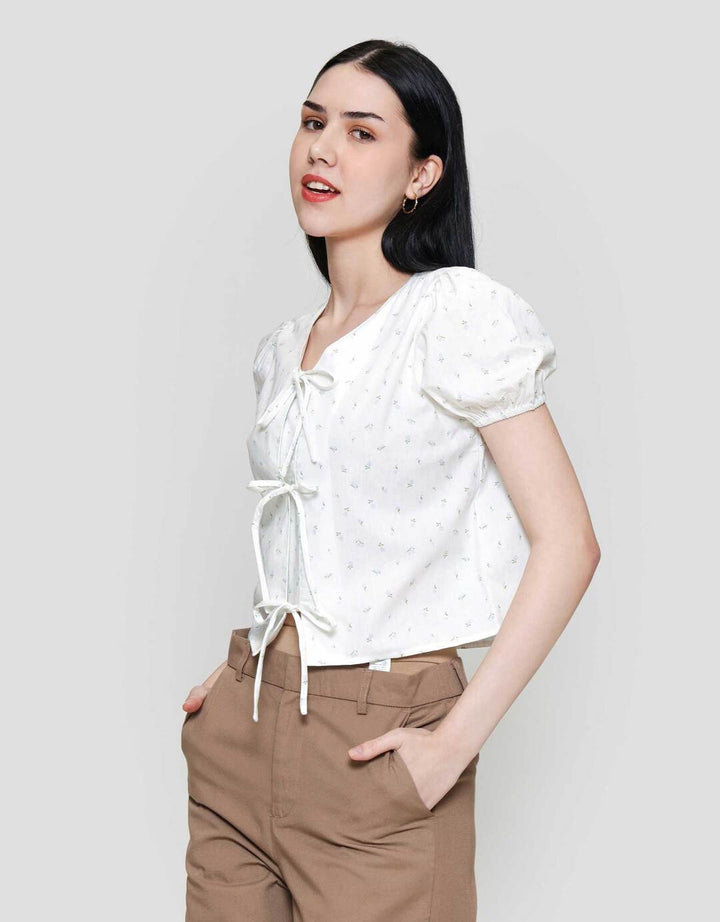 Nevada Front Tie Blouse Print Kemeja Wanita