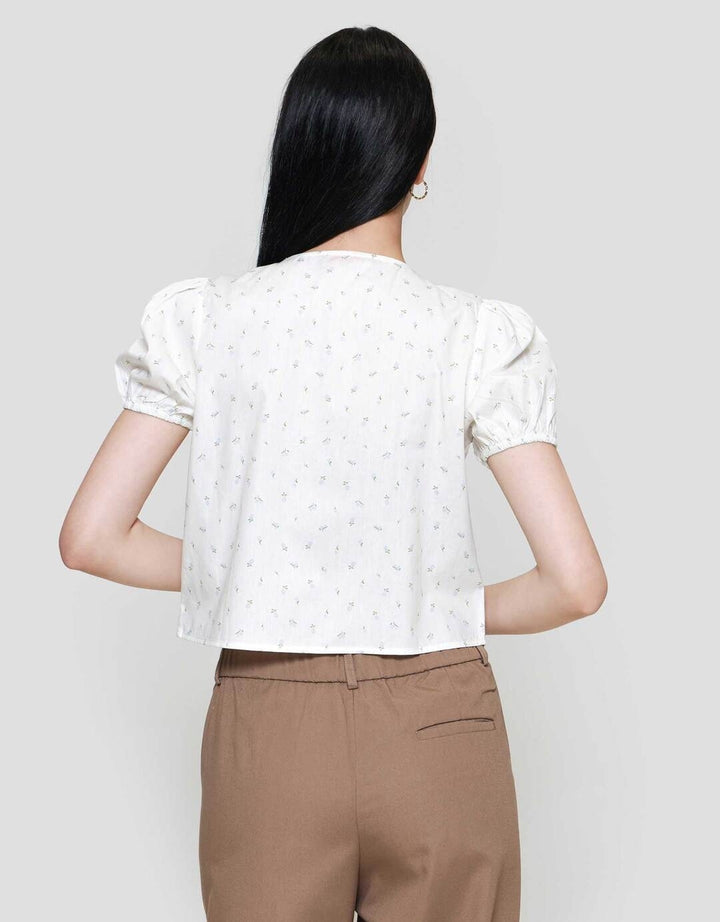 Nevada Front Tie Blouse Print Kemeja Wanita