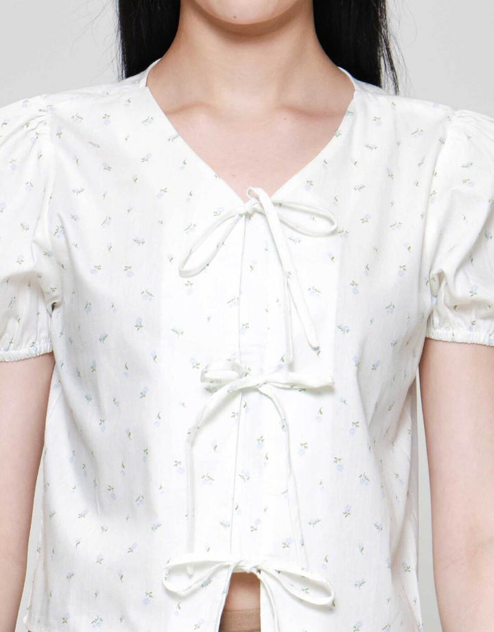 Nevada Front Tie Blouse Print Kemeja Wanita