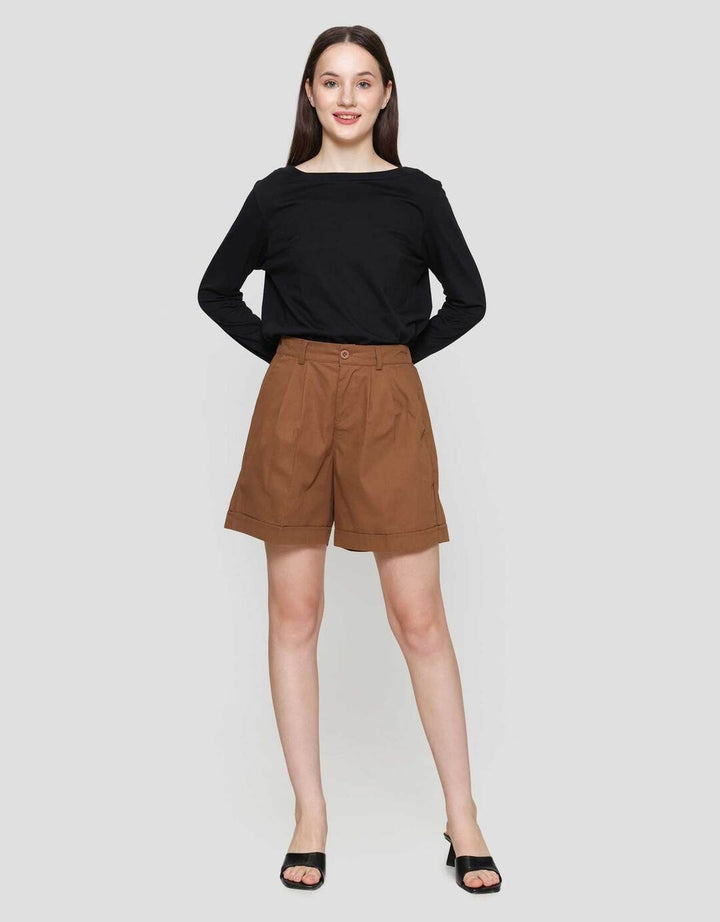 Nevada Woven Basic Pleats Celana Pendek Wanita