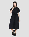 Connexion Cotton With Fabric Belt midi Dress Wanita