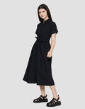 Connexion Cotton With Fabric Belt midi Dress Wanita