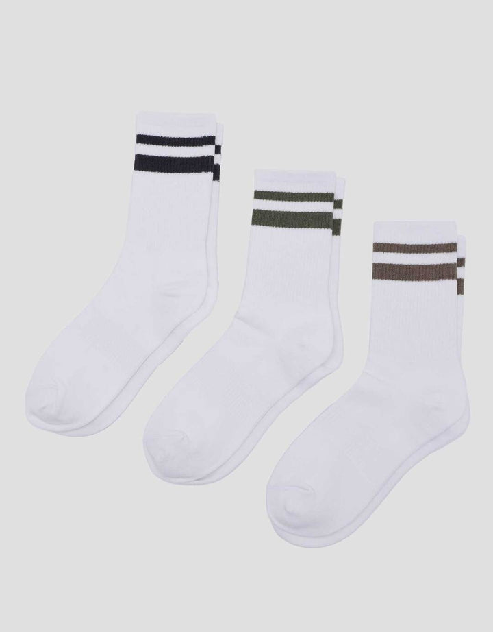 Cole 3 Pack Quarter Sport Stripe Combo Kaus Kaki Pria