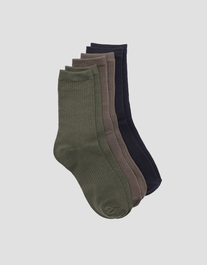 Cole 3Pk Quarter Rib Solid Color Kaus Kaki Pria