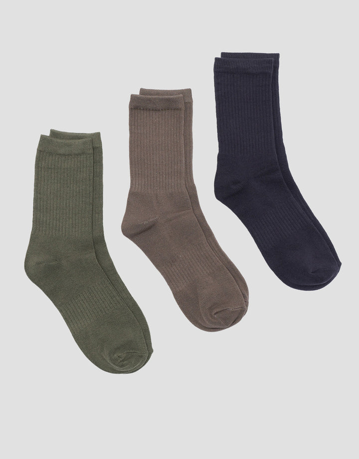 Cole 3Pk Quarter Rib Solid Color Kaus Kaki Pria