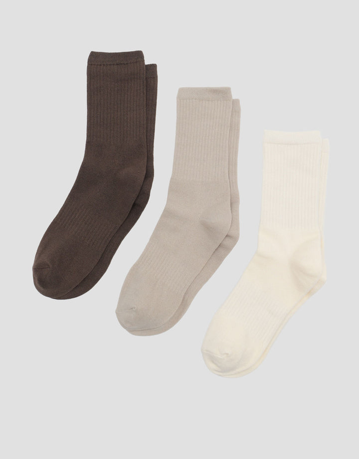 Cole 3Pk Quarter Rib Solid Color Kaus Kaki Pria