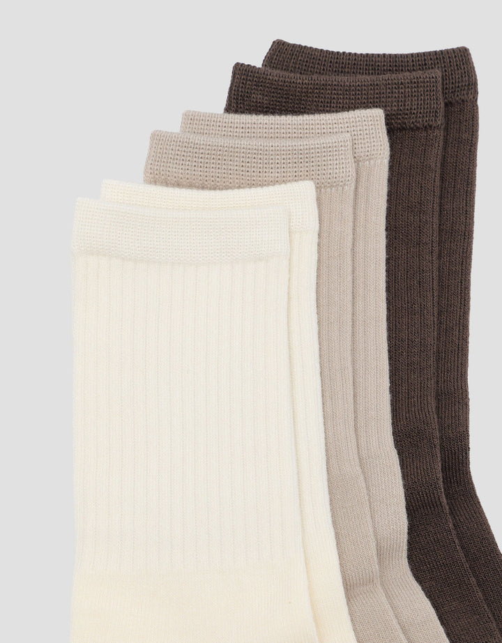 Cole 3Pk Quarter Rib Solid Color Kaus Kaki Pria