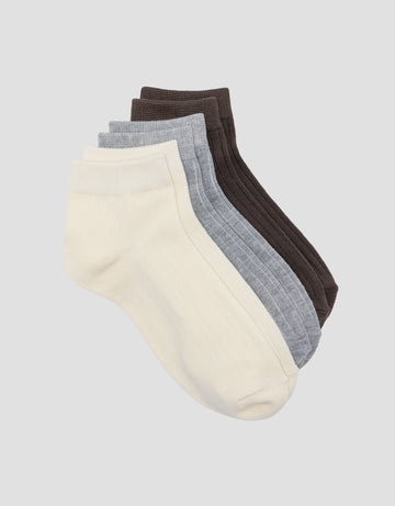 COLE 3PK ANKLE RIB SOLID COLOR CARIBSOL KAUS KAKI PRIA