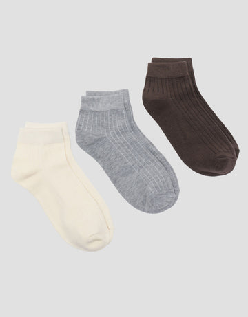 COLE 3PK ANKLE RIB SOLID COLOR CARIBSOL KAUS KAKI PRIA