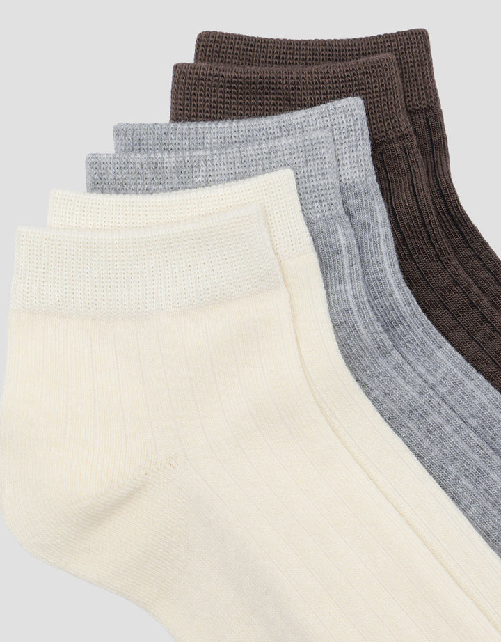 Cole 3Pk Ankle Rib Solid Color Caribsol Kaus Kaki Pria