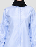 Annisa Buttoned Down Stripe With Puff Sleeve Blouse Wanita