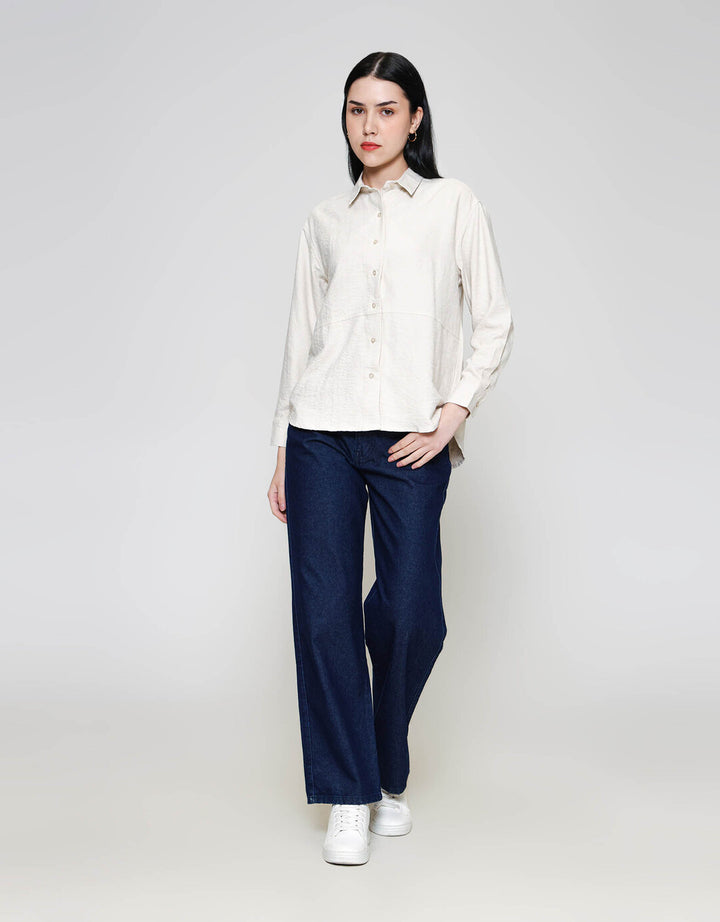 ZES Basic Suede Kemeja Lengan Panjang Wanita MASWT006