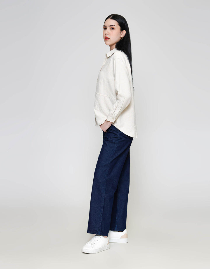 ZES Basic Suede Kemeja Lengan Panjang Wanita MASWT006