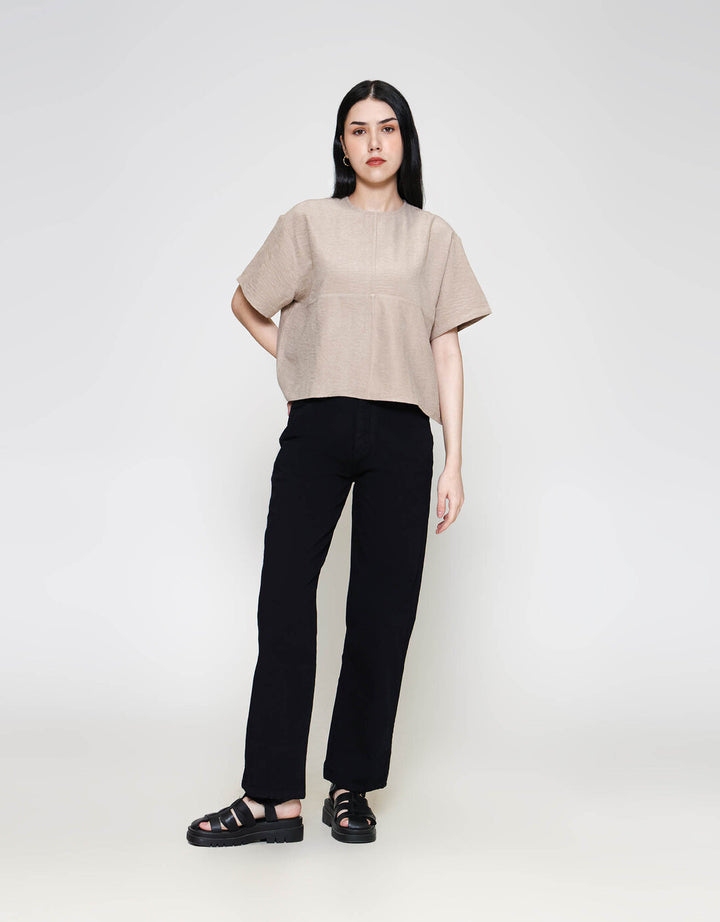 ZES Crop Suede Top Blouse Wanita MASWT007
