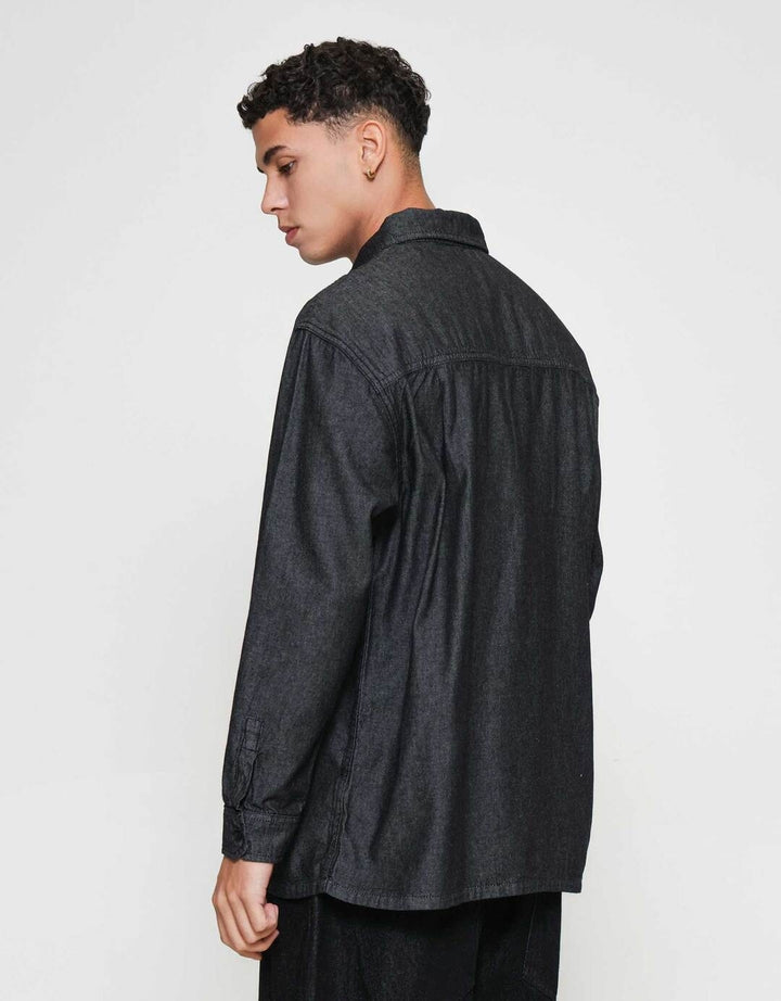 ZES Men Light Denim With 1 Pocket Clayton Kemeja Pria CLAYTON