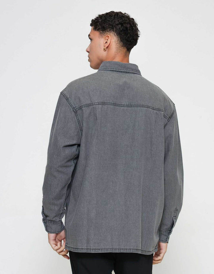 ZES Men Light Denim Stephen Kemeja Lengan Panjang Pria STEPHEN