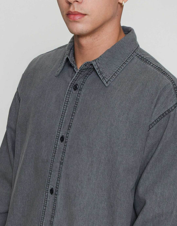 ZES Men Light Denim Stephen Kemeja Lengan Panjang Pria STEPHEN