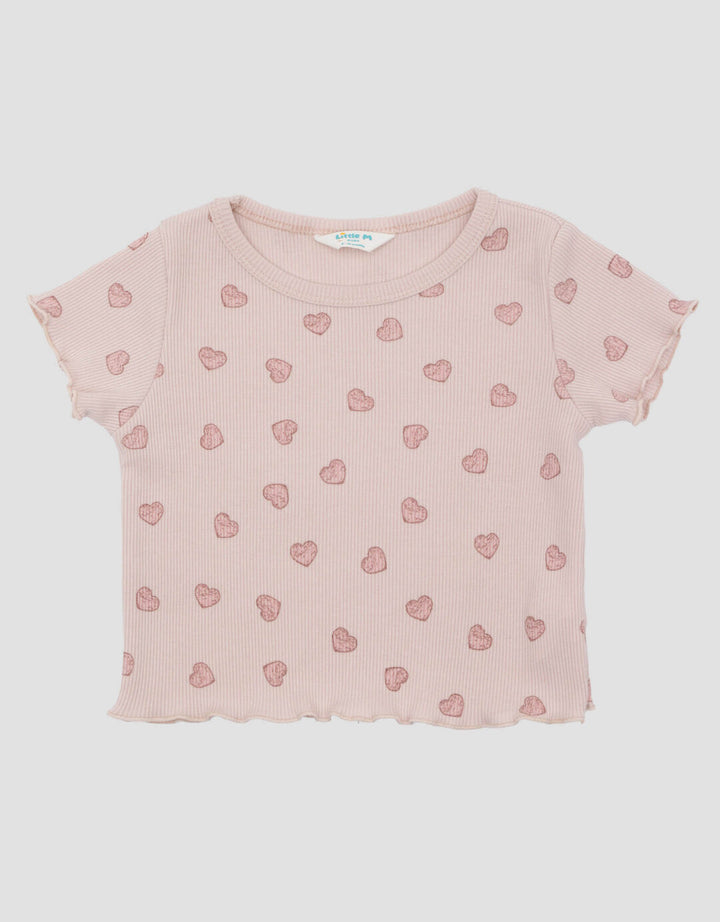 Little M Rib Fullprint Love Kaos Anak Perempuan