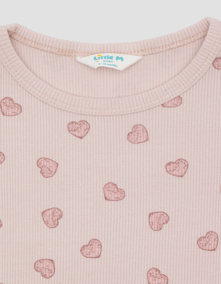 Little M Rib Fullprint Love Kaos Anak Perempuan