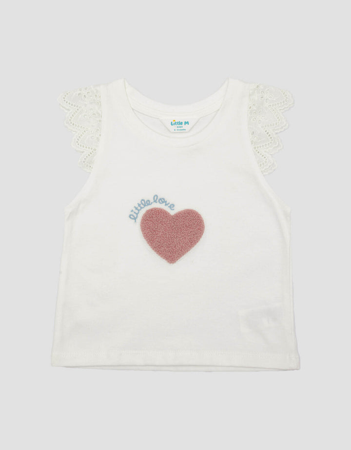 Little M Terry Chenille Little Love Kaos Anak Perempuan