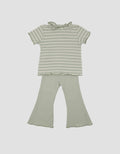 Little M Textured Rib Stripe Pakaian  Set Anak Perempuan