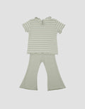 Little M Textured Rib Stripe Pakaian  Set Anak Perempuan