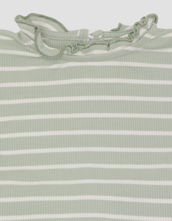 Little M Textured Rib Stripe Pakaian  Set Anak Perempuan