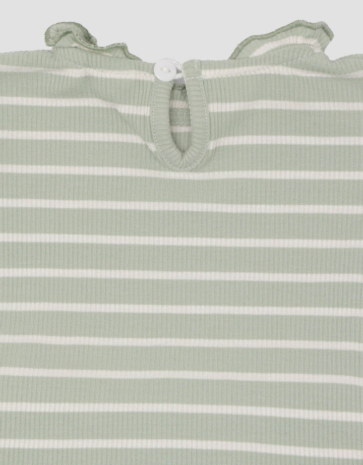 Little M Textured Rib Stripe Pakaian  Set Anak Perempuan