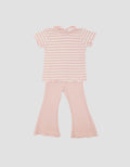 Little M Textured Rib Stripe Pakaian  Set Anak Perempuan