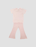 Little M Textured Rib Stripe Pakaian  Set Anak Perempuan