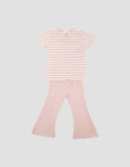 Little M Textured Rib Stripe Pakaian  Set Anak Perempuan