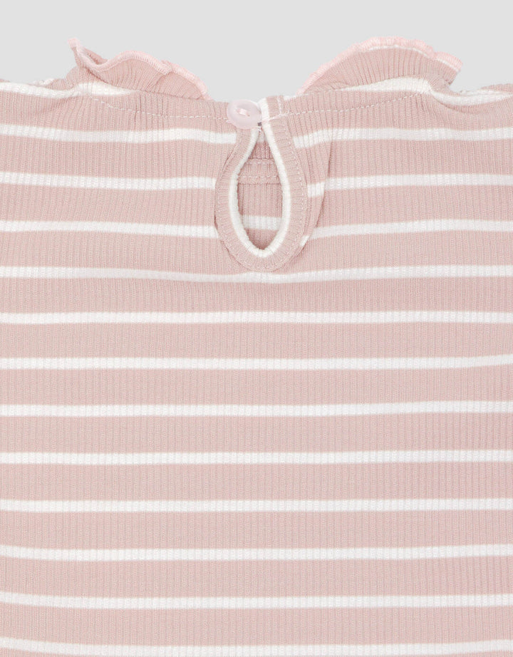 Little M Textured Rib Stripe Pakaian  Set Anak Perempuan