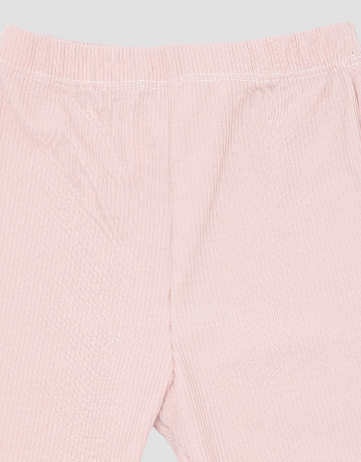 Little M Textured Rib Stripe Pakaian  Set Anak Perempuan