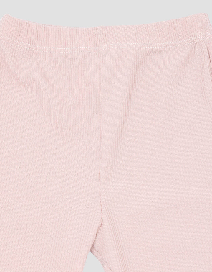 Little M Textured Rib Stripe Pakaian  Set Anak Perempuan