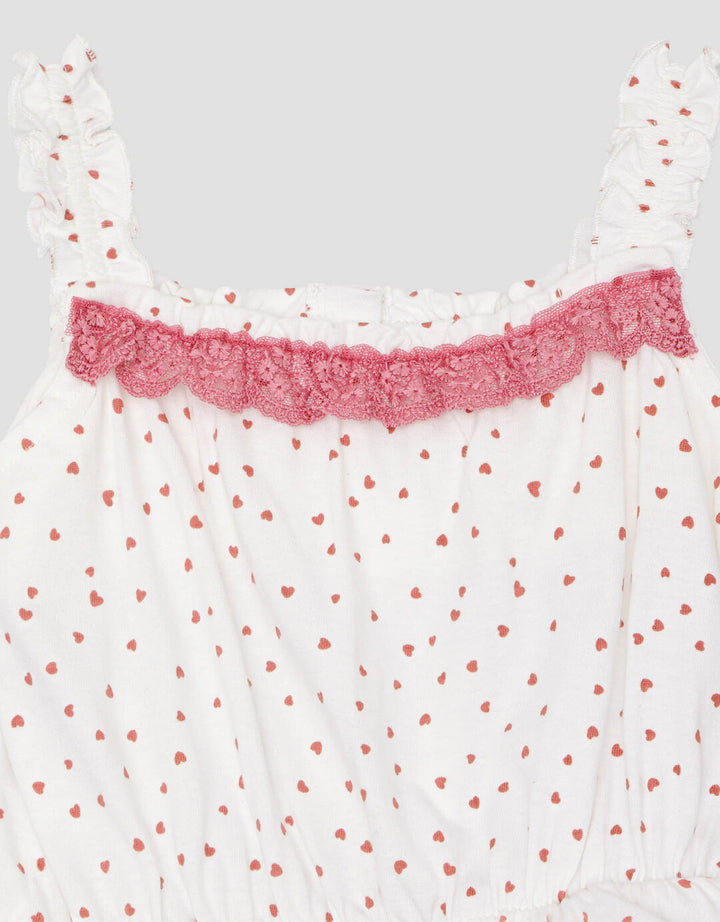 Little M One Set Knit Print Love Jumpsuit Romper Bayi Perempuan