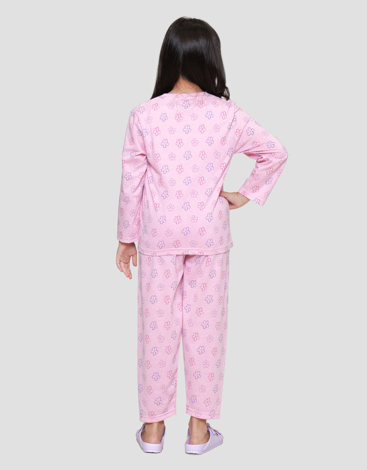 Little M Girls Fullprint Flower Set Baju Tidur Anak Perempuan
