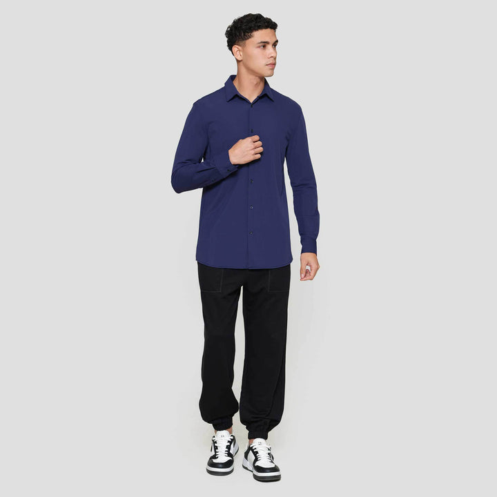 Suko Kemeja Lengan Panjang Bahan Elastis Struktur Kemeja Pria