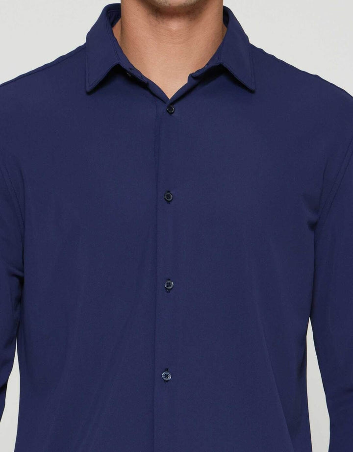 Suko Kemeja Lengan Panjang Bahan Elastis Struktur Kemeja Pria