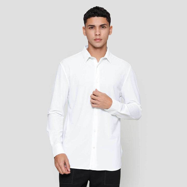 Suko Kemeja Lengan Panjang Bahan Elastis Struktur Kemeja Pria