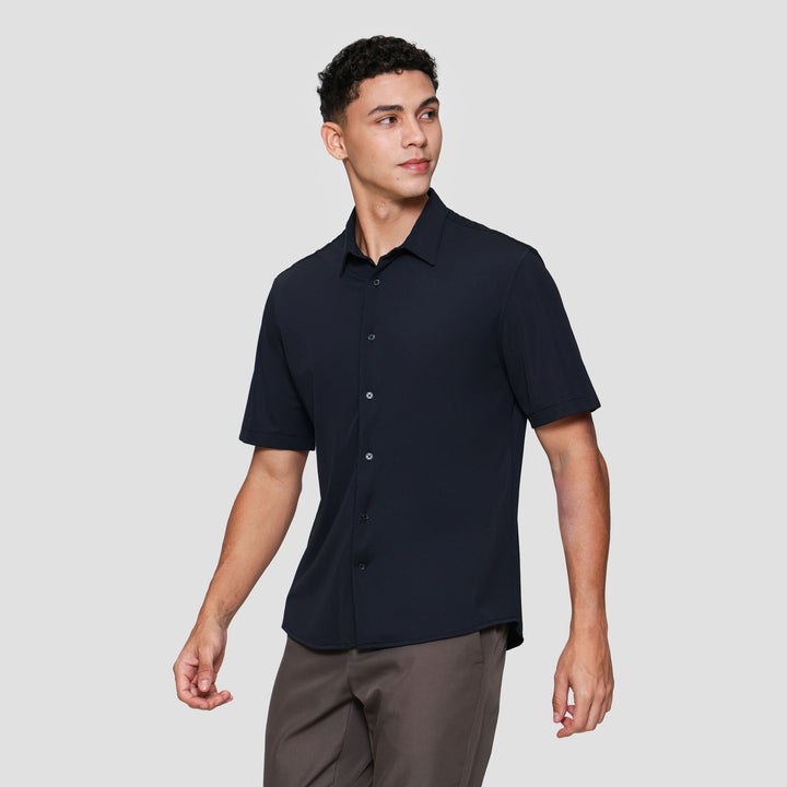 Suko Kemeja Lengan Pendek Bahan Elastis Struktur Pria