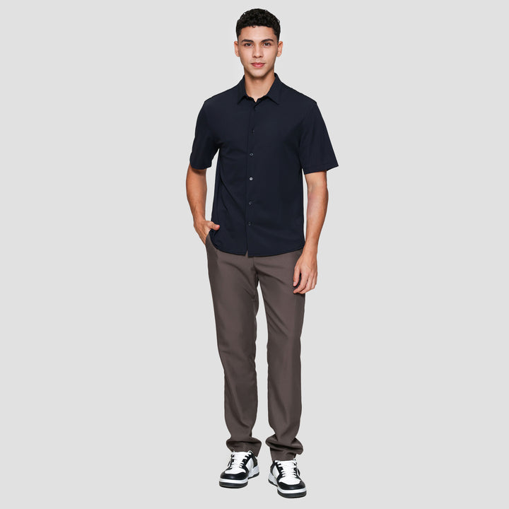 Suko Kemeja Lengan Pendek Bahan Elastis Struktur Pria