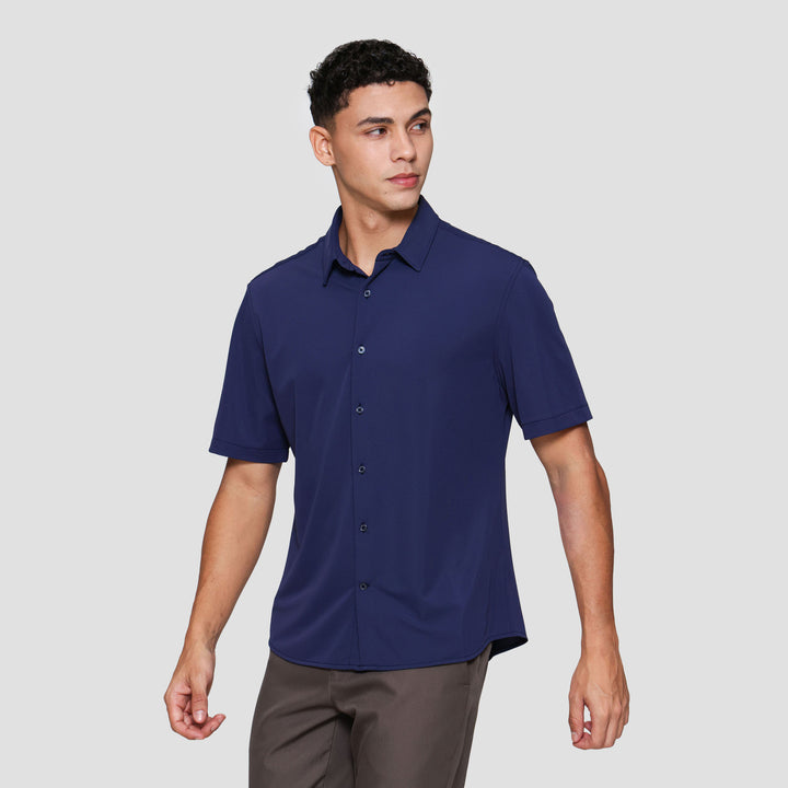 Suko Kemeja Lengan Pendek Bahan Elastis Struktur Pria