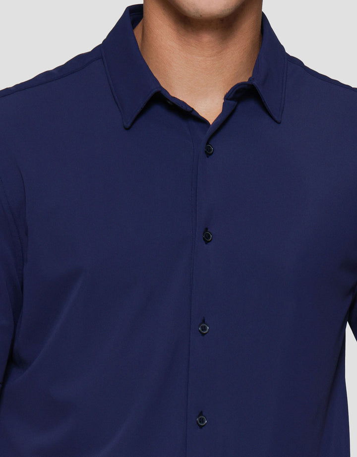 Suko Kemeja Lengan Pendek Bahan Elastis Struktur Pria