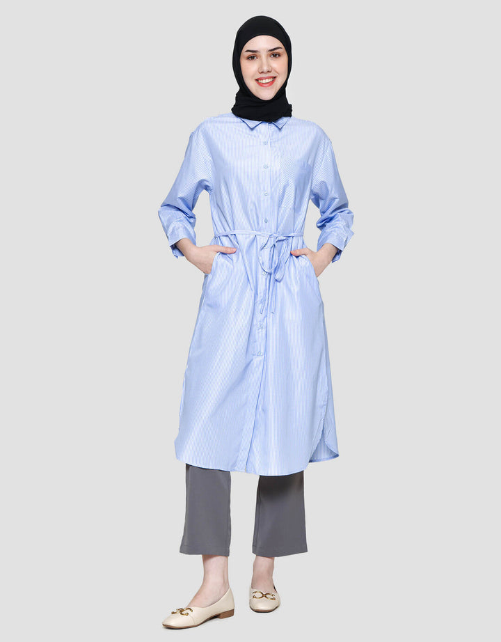 Annisa Cotton Stripes Midi Dress Wanita