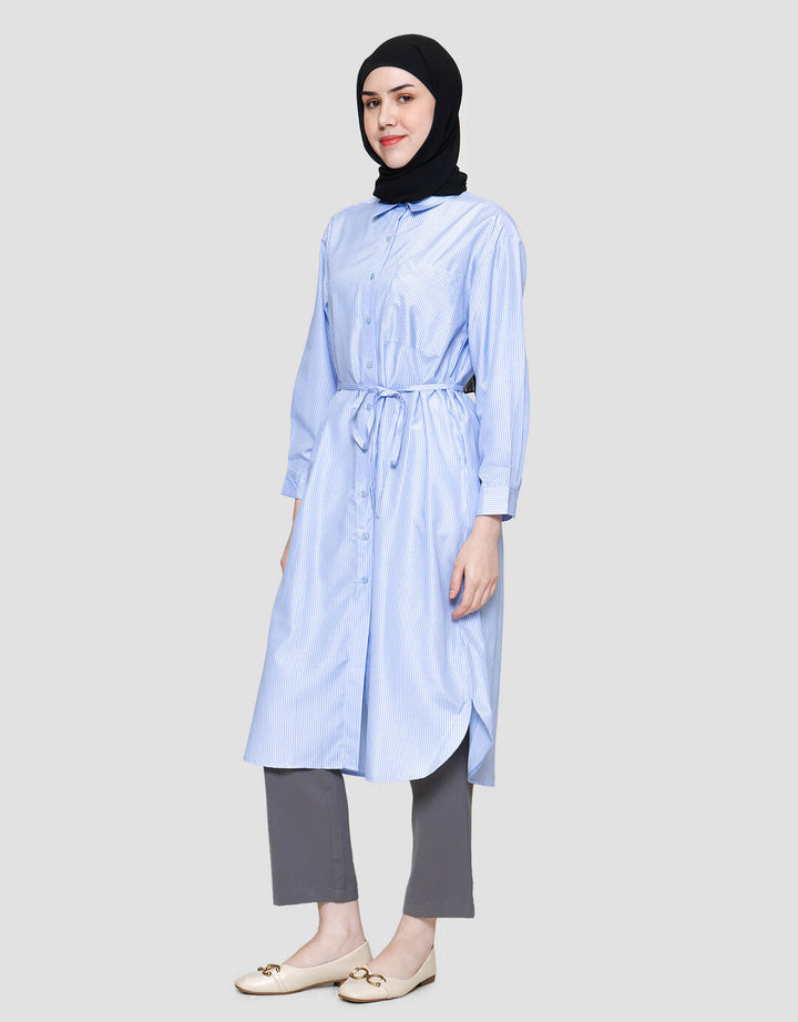 Annisa Cotton Stripes Midi Dress Wanita