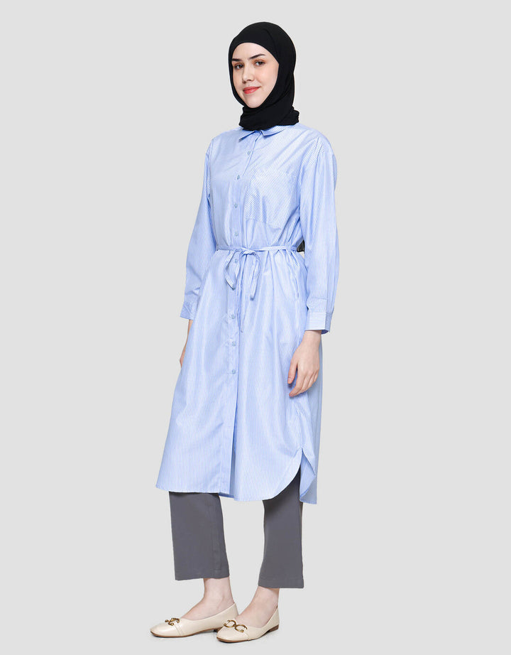 Annisa Cotton Stripes Midi Dress Wanita